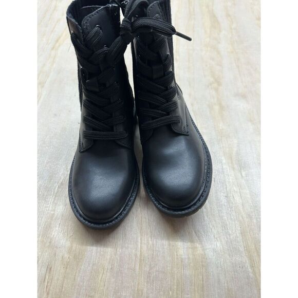 Girls Combat Boots Sam Edelman Sz 12 Black Leather Chunky Heel Lace Up Comfort - Picture 6 of 7